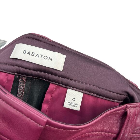 Aritzia Babaton Command Cropped Pants Trouser Vegan Faux Leather Purple Size 0 - Picture 9 of 11
